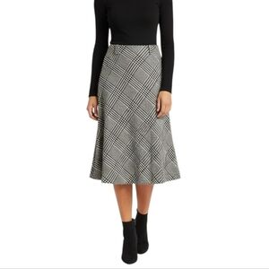 NYCC Black & White Plaid Houndstooth A Line Midi Skirt | Plus Sz 16